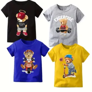 lot-de-4-t-shirts-dete-decontractes-et-confortables-a-manches-courtes-