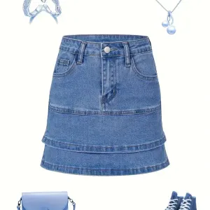 Jupe en jean moulante à coutures tendance pour filles