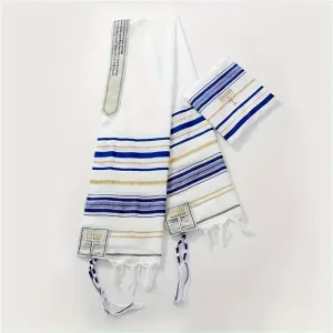 3 pièces Tallit en jacquard tissé de style simple avec kippa et tzitzit