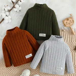 3 pièces Pulls en tricot côtelé à col roulé confortables