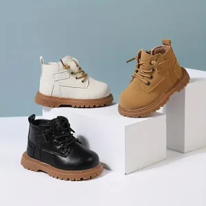 Bottes tendance de couleur unie avec fermeture éclair latérale pour bébé garçon