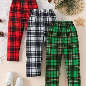 3 pièces de Pantalon thermique élégant à carreaux pour garçon
