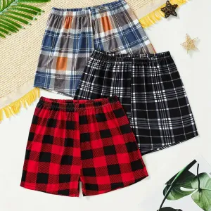 3 Pièces Short D'été À Rayures Contrastantes Multicolores