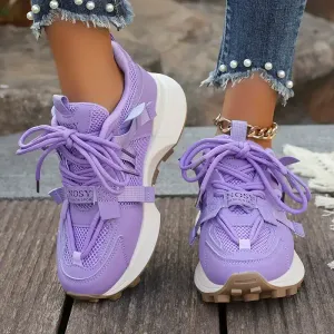 baskets-epaisses-violet-clair-en-maille-respirante-pour-femme