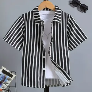 chemise-rayee-noire-et-blanche-pour-garcon-hauts-decontractes-a-manche
