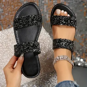 Claquettes à paillettes pour femme