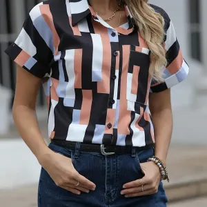 chemise-elegante-imprimee-a-manches-courtes-et-col-pour-femme