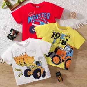Lot de 3 t-shirts imprimés de véhicules de dessin animé