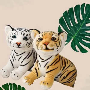 Peluche tigre en peluche marron ou blanc