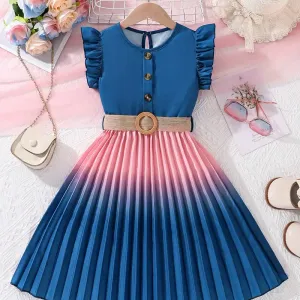 robe-plissee-elegante-a-boutons-avec-degrade-de-couleurs-pour-filles-t