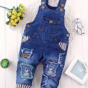 Salopette en jean de coton pour tout-petits garçons