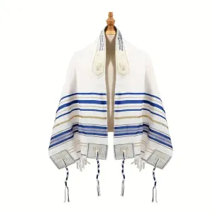 Châle de prière bleu roi élégant, Polyester, lavable en machine