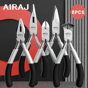 Lot de 8 mini pinces à bijoux AIRAJ, Métal durable, comprend une pince diagonale