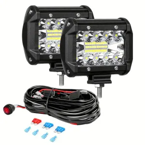 Kit de 2 lampes de travail à LED avec faisceau de câbles, relais, fusible, interrupteur
