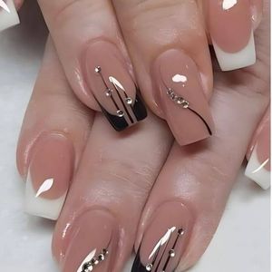 Faux Ongles Améliorez Votre Look Avec Press On Nails, 24 pcs Semi-Transparent Nude
