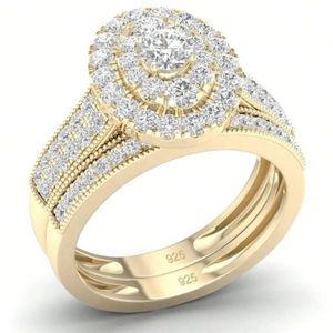 Bague de mariage élégante et tendance pour femme en argent sterling 925 et couleur dorée