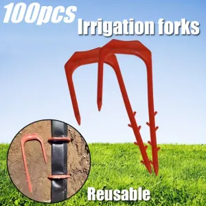 100 fourches d'irrigation en plastique rouge