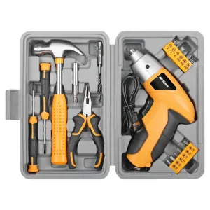 Coffret à outils électrique 3,6 V avec boîte de rangement, kit d'outils d'entretien de base