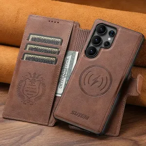 Étui portefeuille magnétique détachable pour téléphone, modèles Samsung