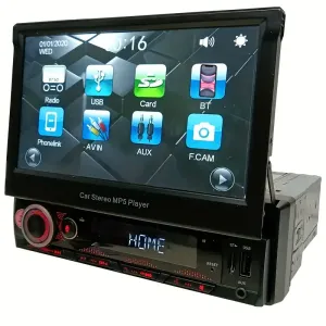 Lecteur MP5 1 DIN motorisé avec écran tactile LCD de 17,78 cm