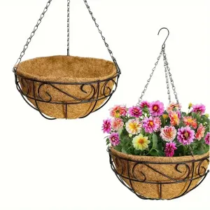 Deux magnifiques pots de fleurs muraux suspendus en métal