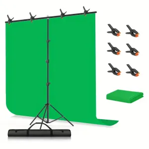 Toile de fond verte en PVC 2 x 3 m avec kit de support + 6 pinces