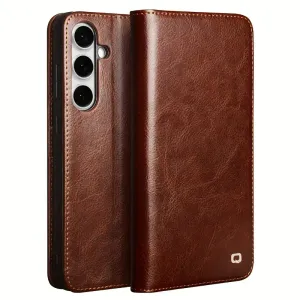 Étui à rabat en cuir véritable QIALINO pour Samsung S24FE