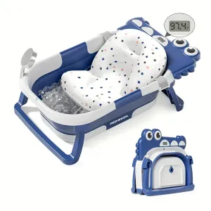 Baignoire pliable pour bébé avec thermomètre en temps réel et coussin flottant