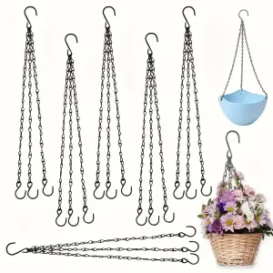 Lot de 6 cintres à plantes en fer noir résistant avec crochets en S