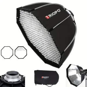 Boîte à lumière octogonale Triopó K2-120 Rapid avec grille nid d'abeille