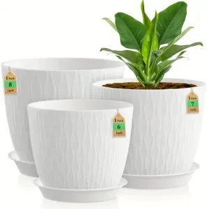 Lot de pots de fleurs ondulés en plastique, grands, moyens et petits