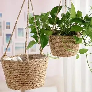 Lot de 2 jardinières suspendues style campagnard