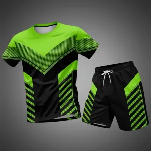 Ensemble haut et short de sport à col rond et manches courtes pour homme