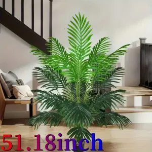 Palmier artificiel réaliste de 130 cm aux feuilles vertes luxuriantes