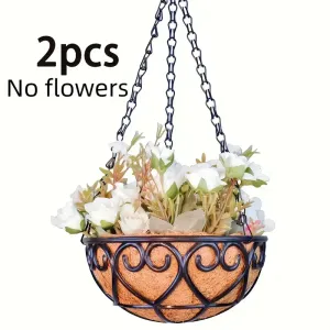 Lot de 2 jardinières suspendues vintage en fil métallique