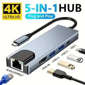hubusb5en1avecteleviseurhdtv4k30hzalimentation100wetadaptateursusb