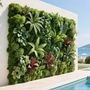 Mur végétal artificiel d'extérieur - Décoration réaliste en faux lierre