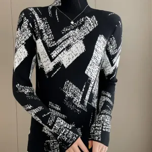 pullelegantacolroulepourfemmemotifgeometriquenoiretblanc-kkxlxl