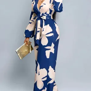 combinaisonampleamancheslanternesetimprimefloralpourfemme