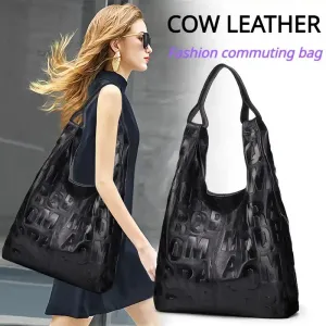 Sac bandoulière en cuir véritable avec lettres en relief