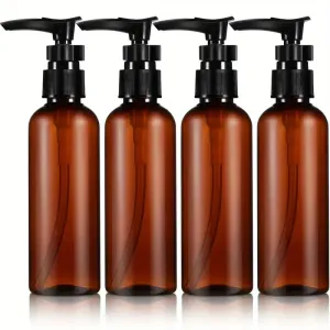 Lot de 4 flacons pompe en plastique ambré de 100ml