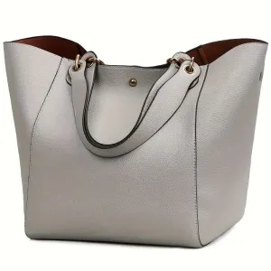 Sac seau grande capacité en cuir synthétique pour femme
