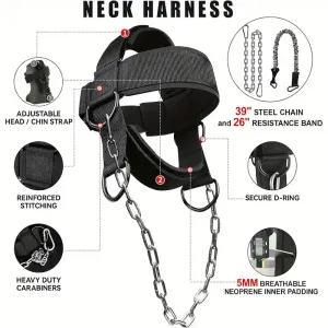 Harnais de cou robuste - Exerciseur cervical avec chaînes de 76,2 cm