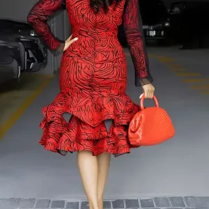 robemoulanteeleganteamancheslonguesetimprimegeometrique