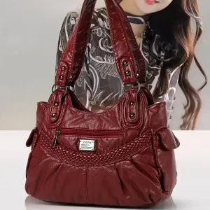 Sac bandoulière vintage tissé délavé pour femme, grande capacité