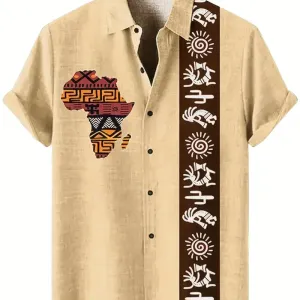 chemisekakiamanchescourtespourhommeimprimegeometrique