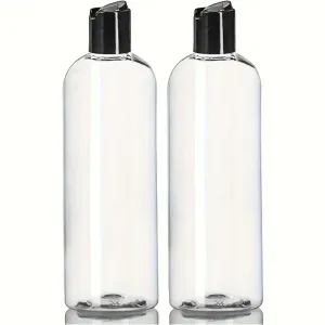 Lot de 3 flacons rechargeables en plastique avec couvercles noirs à rabat