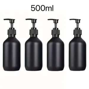 Lot de 4 flacons distributeurs en plastique noir mat de 500ml et 280ml