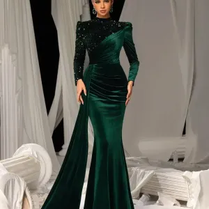 robedesoireesirenevertemeraudeorneedesequins