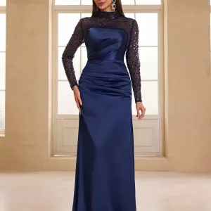 robedesoireeeleganteetluxueuseensatinetmaillepourfemme